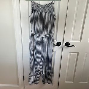 Blue and White Striped Jumpsuit